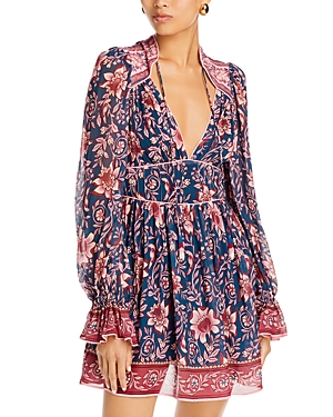 Farm Rio Ainika Bell Cuff Dress In Ainika Charm Teal