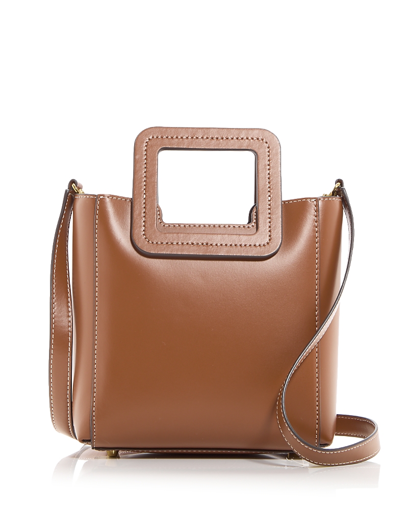 Staud Mini Shirley Leather Crossbody In Tan