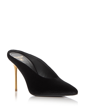 Balmain Women's Ruby Pointed Toe High Heel Mules In Black
