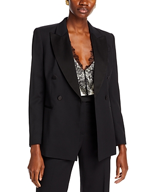 Hugo Boss Slim-fit Tuxedo Jacket In Wool-blend Twill In Black