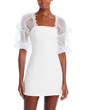 Shop Amanda Uprichard Tia Sheer Sleeve Dress In Ivory