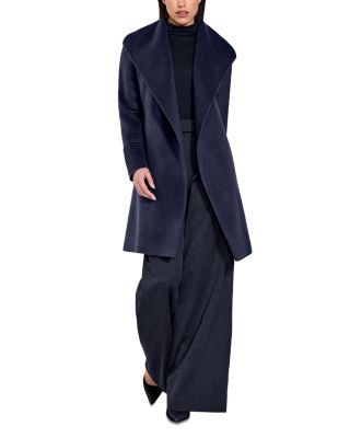 Sentaler Shawl Collar Wrap Coat In Deep Navy