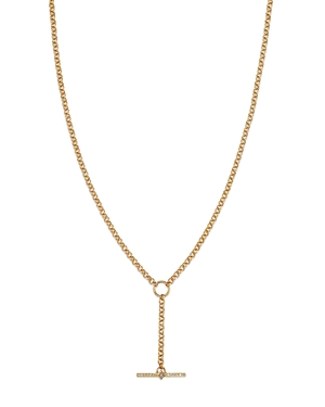 Zoe Chicco 14K Yellow Gold Paris Diamond Faux Toggle Bar Lariat Necklace, 16-18