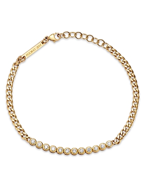 Shop Zoë Chicco 14k Yellow Gold Tennis Diamond Bezel Link Bracelet