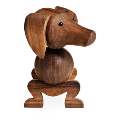 Walnut Dachshund Dog Figure