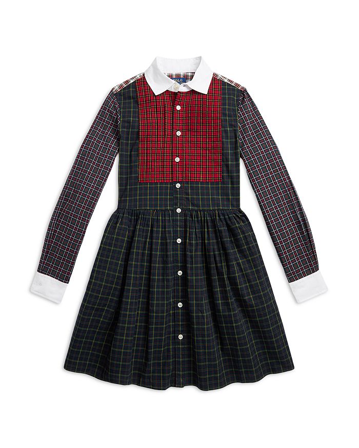 Ralph Lauren - Girls' Mixed Plaid Cotton Shirt Dress - Little Kid, Big Kid