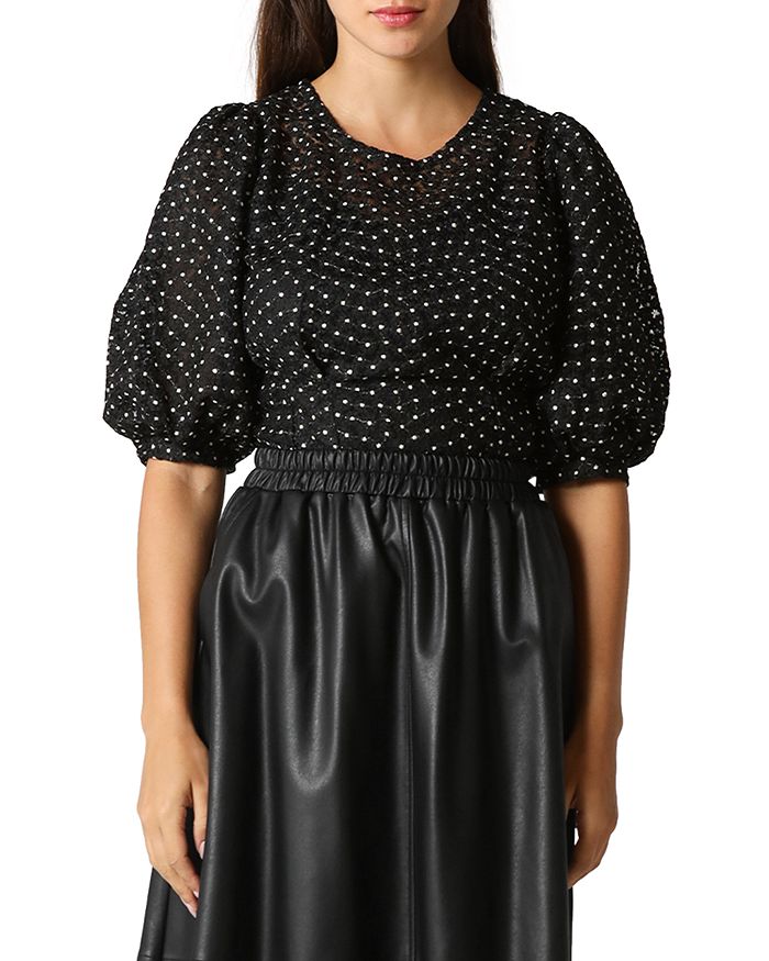 Gracia Puff Sleeve Flower Embroidered Top | Bloomingdale's