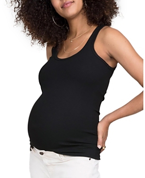 Hatch Collection Ribbed Maternity Tank Top In Black