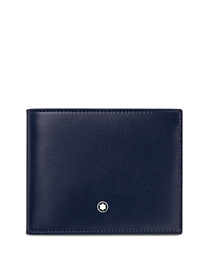 Montblanc Grained Leather Bifold Wallet With Embossed Pattern In Blue