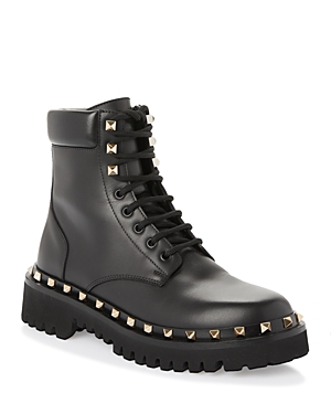 VALENTINO GARAVANI WOMEN'S ROCKSTUD LUG SOLE COMBAT BOOTS