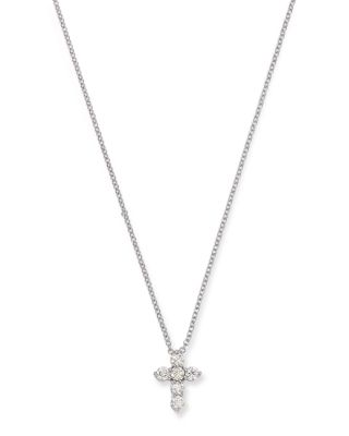 Bloomingdale's Fine Collection - Diamond Cross Pendant Necklace in 14K White Gold, 0.30 tcw