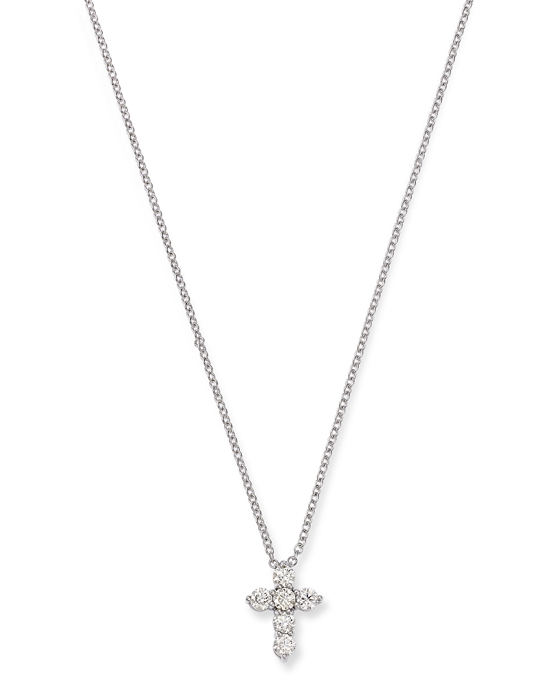 Bloomingdale's Fine Collection Diamond Cross Pendant Necklace in 14K White Gold, 0.30 tcw