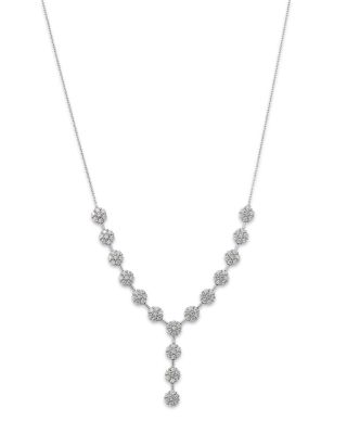 Bloomingdale's Fine Collection Diamond Flower Cluster Lariat Necklace in 14K White Gold, 2.0 ct. t. w.