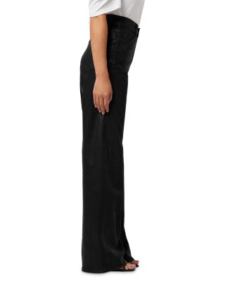 The Mia Petite High Rise Wide Leg Coated Jeans in Black