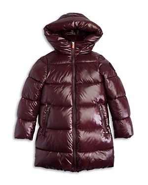 Save The Duck Girls' Millie Hooded Puffer Coat - Little Kid, Big Kid In Burgundy