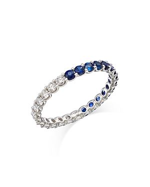 Bloomingdale's Diamond & Precious Stone Eternity Band In 14k White Gold In Blue/white