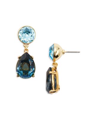 Kenneth Jay Lane - Blue Tonal Stone Drop Earrings in Gold Tone
