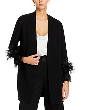 KOBI HALPERIN BECKETT FAUX FEATHER TRIM SWEATER