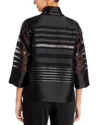 Sheer Stripe Ruched Collar Jacket