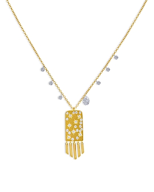 Meira T 14k White & Yellow Gold Diamond Celestial Dog Tag & Dangle Pendant Necklace, 16-18