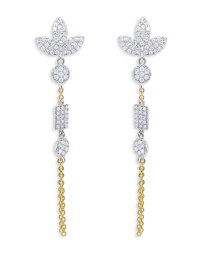 Meira T 14K White Yellow Gold Diamond Pav Chain Drop Earrings