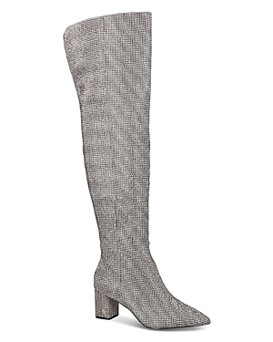 Shop Kurt Geiger Women's Burlington Pointed Toe Over The Knee Boots In Beige Sparkle