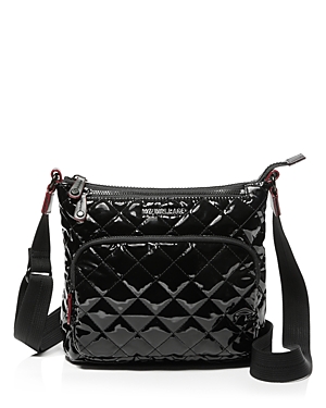 Mz Wallace Metro Scout Extra Small Crossbody In Black Lacquer/silver