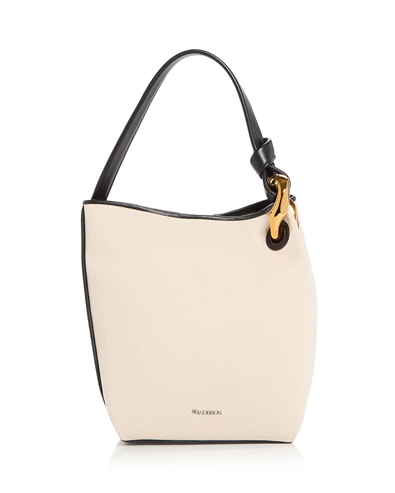Jw Anderson The Chain Canvas Bucket Bag In Natural