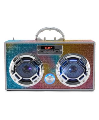 Wireless Express - Bling Bluetooth Boombox with FM Radio and LED Speakers - Ages 6+