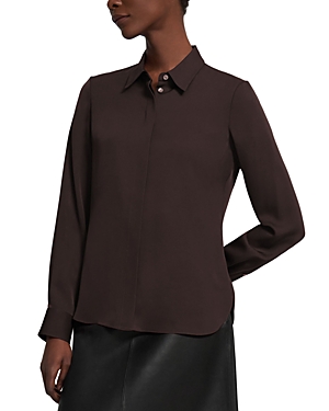 Theory Classic-fitted Button-down Silk Shirt In Mink