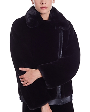 Shop The Kooples Faux Fur Coat In Black