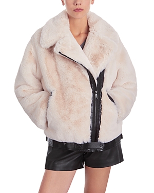 Shop The Kooples Faux Fur Coat In Ecru