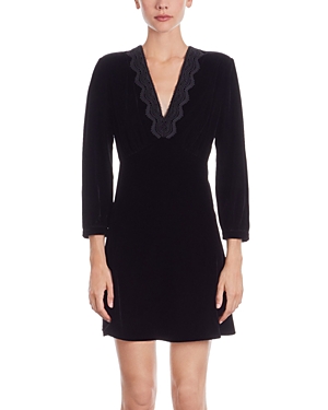 Shop The Kooples Velvet Lace Collar Mini Dress In Black
