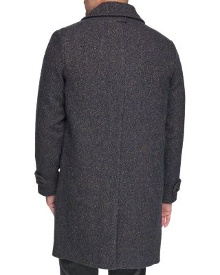 Wexford Textured Herringbone Relaxed Fit Long Overcoat 