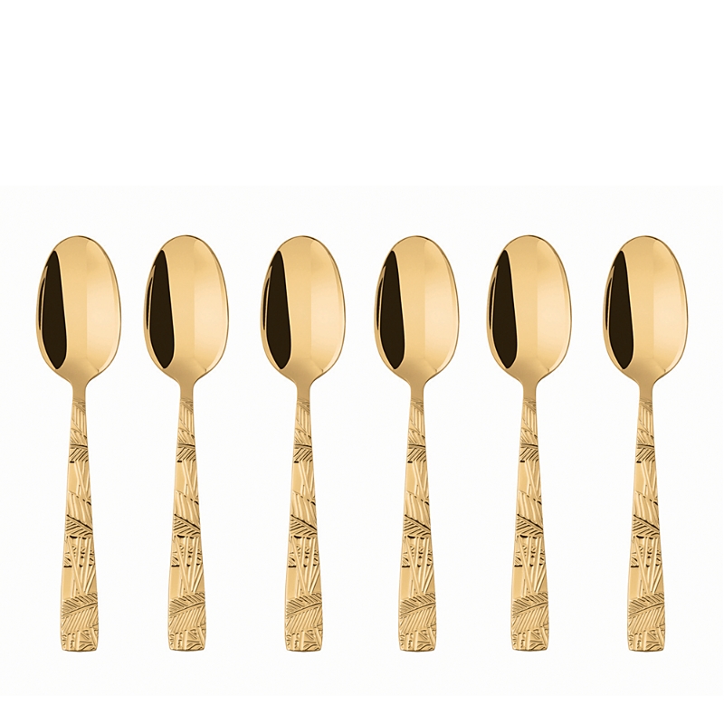 Sambonet Jungle Abstract Foliage Espresso Spoons, Set Of 6 In Gold
