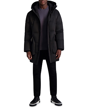 KARL LAGERFELD QUILTED HOODED DOWN JACKET