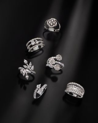 Diamond Pave Bypass Ring in 14k White Gold, 0.60 tcw 