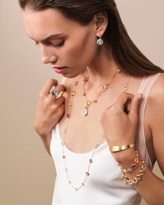 18K Yellow Gold Jaipur Mother of Pearl Round Pendant