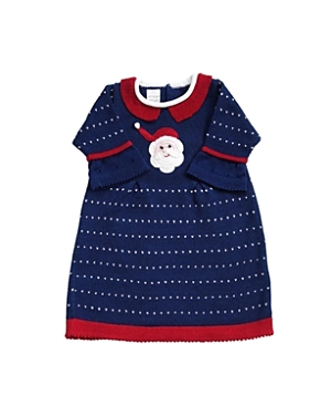Melange Collection Girls' Knit Santa Dress - Baby, Little Kid In Navy