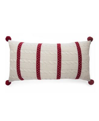 Melange Collection - Cable Knit Holiday Throw Pillow, 10" x 20"