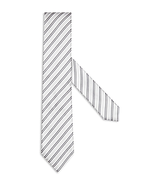 Zegna Evening Regimental Striped Classic Tie In White