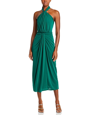 Cinq À Sept Cinq A Sept Kaily Twist Halter Midi Dress In Malachite
