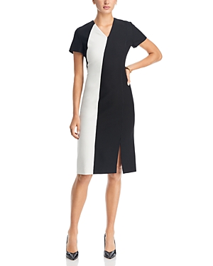 Hugo Boss Slim-fit Dress With V Neckline In Blk