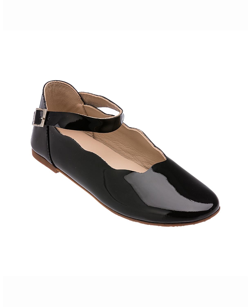 Elephantito Girl's Ondina Patent Leather Ballerina Flats, Toddler/kids In Patent Black
