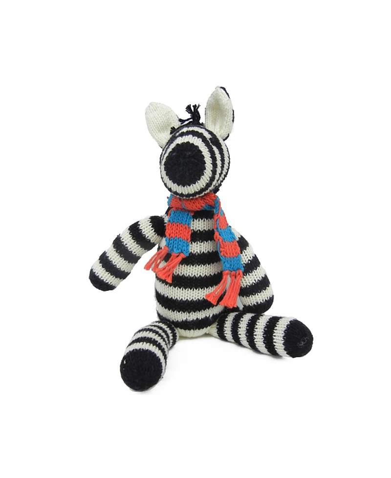 Melange Collection Knit Cotton Zebra With Scarf - Ages 0+