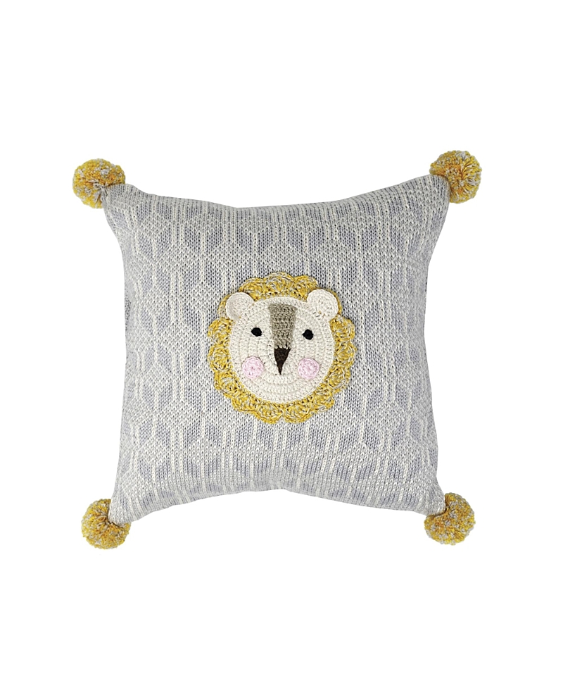 Melange Collection Lion Pillow, 10 X 10 In Grey