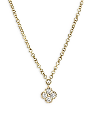 Zoe Lev 14K Yellow Gold Small Diamond Clover Necklace, 16