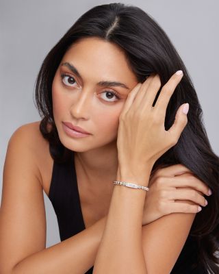 Sterling Silver Signature Caviar Mom Station Bracelet