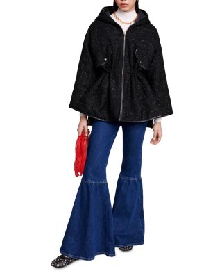 Maje Gangzidamy Reversible Tweed Quilted Hooded Coat