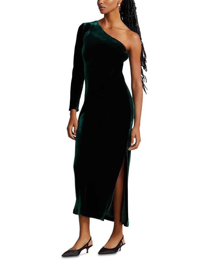 Ralph Lauren One Shoulder Velvet Dress | Bloomingdale's